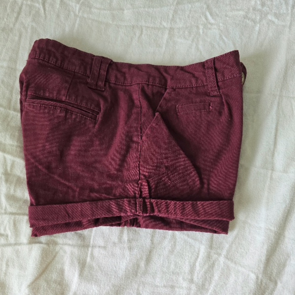 Burgandy Red Cuffed Micro Shorts Size S - Picture 9 of 14